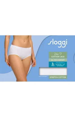 Damskie Sloggi Wielopaki Damskie|Figi Bawełniane - 3-pak figi damskie Lace Midi 10167198-0003