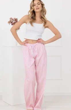 Damskie Italian Fashion Bielizna Homewear|Piżamy Damskie - podnie dakie długie od piżay różowe Faro