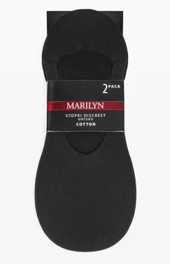 Stopki damskie bawełniane czarne z silikonem Discreet Marilyn
