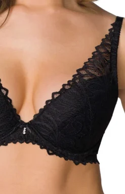 Damskie Mat Biustonosze Braletka|Biustonosz Koronkowy - Stringi damskie czarne Nerine S-3931/4