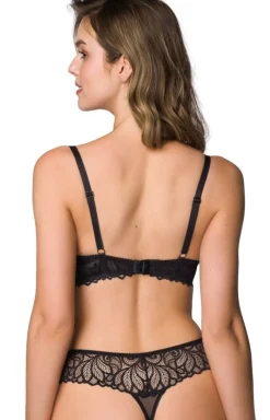 Damskie Mat Biustonosze Braletka|Biustonosz Koronkowy - Stringi damskie czarne Nerine S-3931/4
