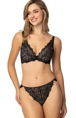 Damskie Mat Stringi Z Koronką|Stringi Damskie - Stringi damskie koronkowe czarne Aura S-22/4