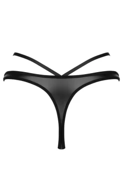 Stringi damskie wetlook z paskami Blackelia