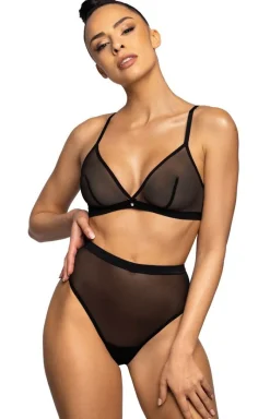 Damskie Mat Figi, Stringi, Panty|Stringi Damskie - Stringi z wysokim stanem czarne Aggie S-0193/4/1