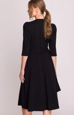 Stylove Moda - Sukienka damska z przeplotem z modalu czarna S404