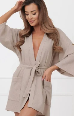 Damskie Italian Fashion Szlafroki Damskie|Szlafroki I Peniuary - Szafrok daski kiono z rękawe 3/4 Bono