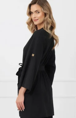 Szlafrok damski kimono z rękawem 3/4 czarny Bono