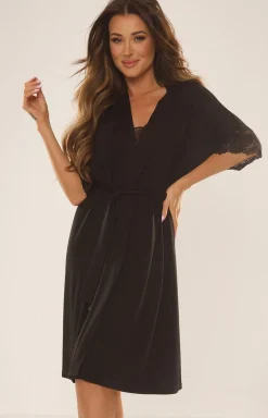 Damskie De Lafense Szlafroki I Peniuary|Bielizna Plus Size - zafrok daki z krótki rękawe Noea 643