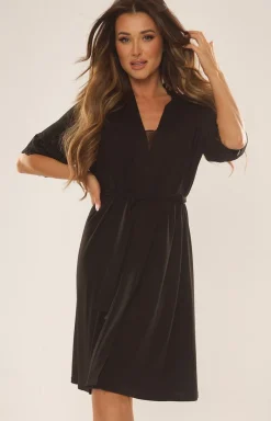 Damskie De Lafense Szlafroki I Peniuary|Bielizna Plus Size - zafrok daki z krótki rękawe Noea 643