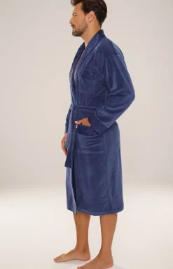 Szlafrok męski długi w kolorze jeans NOBLE 868