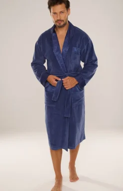 Szlafrok męski długi w kolorze jeans NOBLE 868