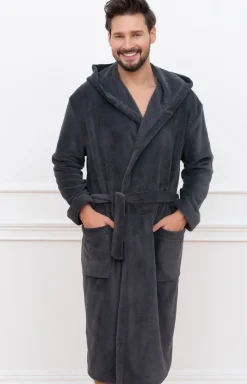 Męskie Italian Fashion Szlafroki Męskie - Szafrok męski z kapturem dł. rękaw Mimas