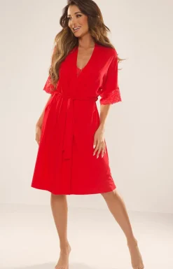 Damskie De Lafense Szlafroki I Peniuary|Szlafroki Damskie - zafrok z krótki rękawe Noea 643 w koorze