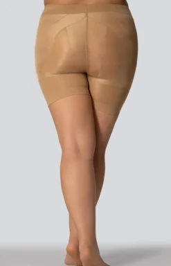Damskie Mona Queen Size Majtki Z Nogawkami|Panty Damskie - Szorty modelujące plus size ciemnobeżowe Smoothwear