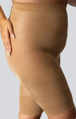 Szorty wyszczuplające z wysokim stanem ciemnobeżowe Smoothwear