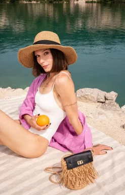 Art of Polo Torby Plażowe - Torebka pleciona damska z ozdobnymi frędzelkami Emeline tr24187-2