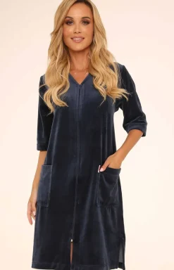Damskie De Lafense Szlafroki I Peniuary|Bielizna Homewear - Weurowa podoka na zaek granatowa 431