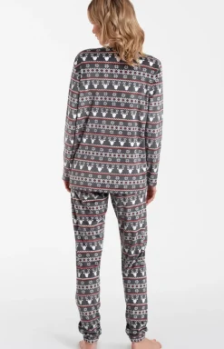 Damskie Italian Fashion Piżamy Polarowe|Piżamy Damskie Długie - Świąteczna piżama damska poarowa bordowa Isandia