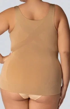 Wyszczuplająca koszulka damska plus size ciemnobeżowa Smoothwear