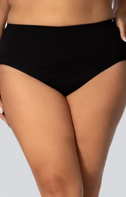 Damskie Mona Queen Size Bielizna Wyszczuplająca|Figi Modelujące - Wyszczuplające majtki ze średnim stanem czarne Smoothwear