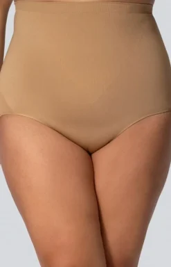 Damskie Mona Queen Size Bielizna Wyszczuplająca|Figi Modelujące - Wyszczuplające majtki z wysokim stanem ciemnobeżowe Smoothwear