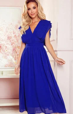 Numoco Moda - 367-2 Yana Sukienka z plisowanyi falbanai