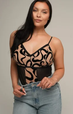 Ava Body|Body - Zyłowe body dakie czarne 023